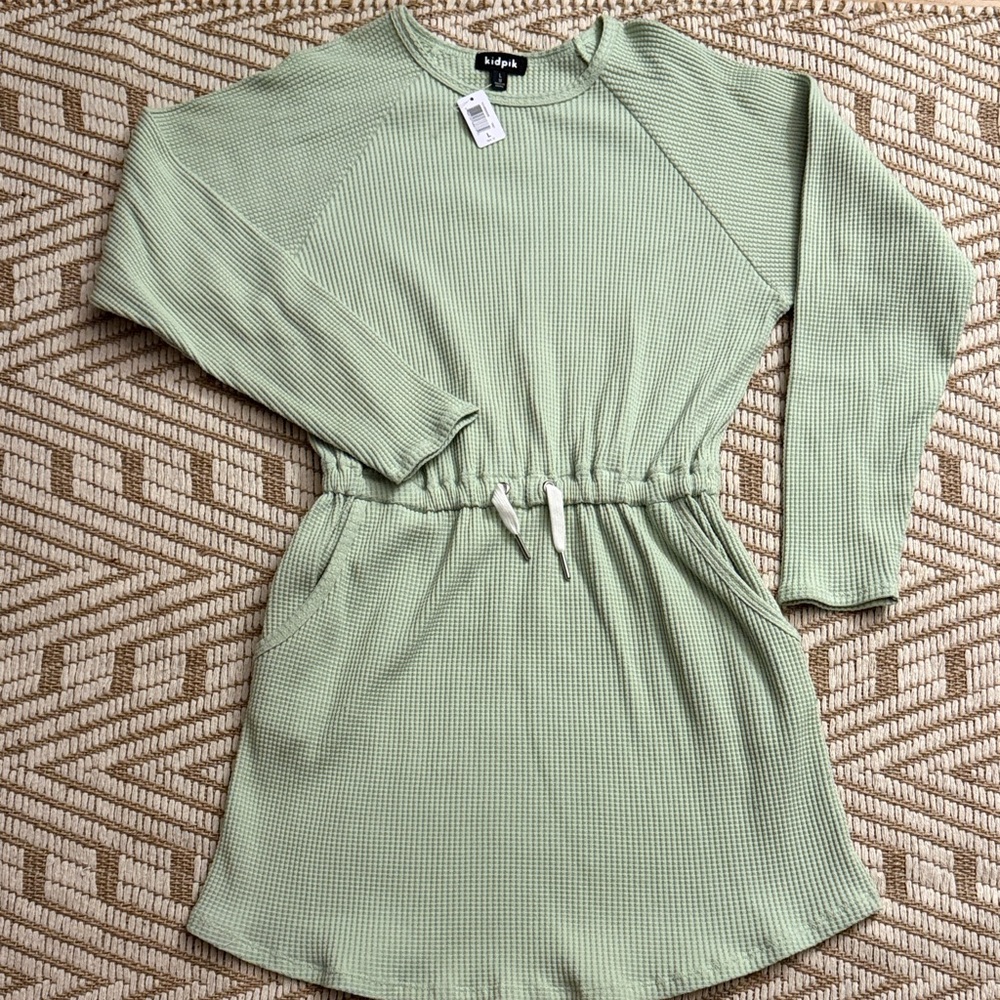 Kidpik Light Green Waffle Knit Dress size 12